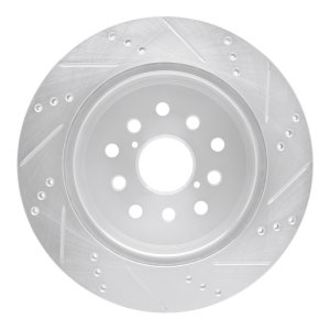 Lexus LS430 Brake Rotor (1) - Rear Left - R1 Concepts - Drilled & Slotted - Silver - `01-`06